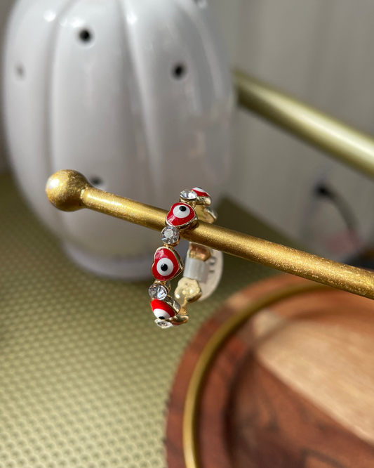 Evil Heart Eye Ring - Gold Red