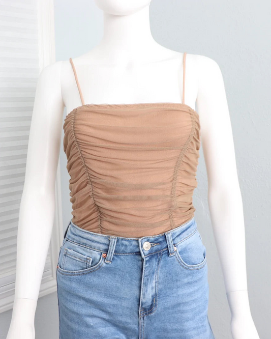 Mesh Bodysuits - Tan