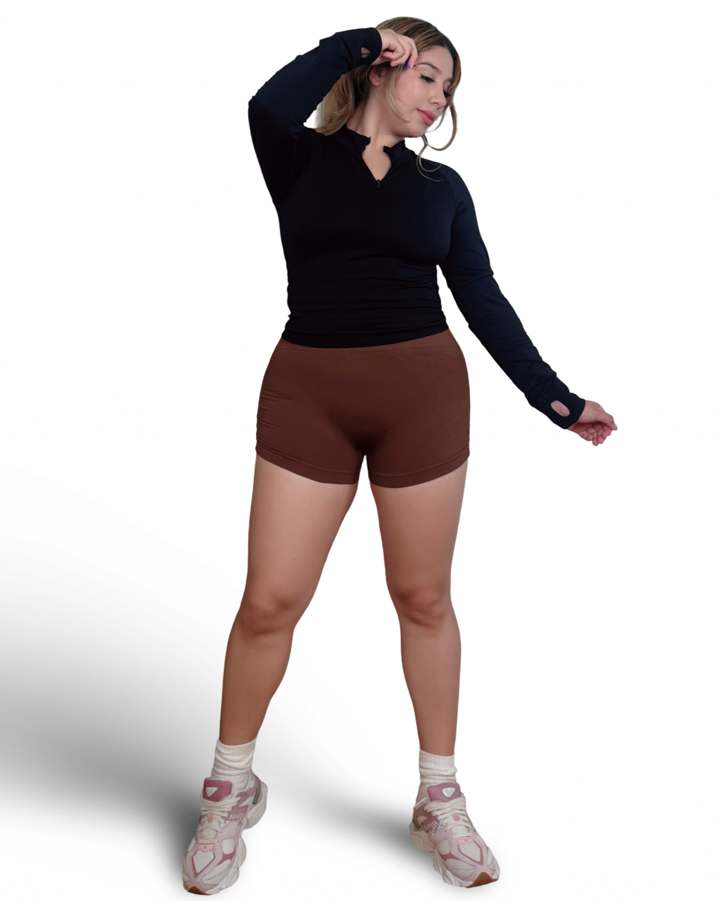 Ribbed Hug Shorts - Coffee