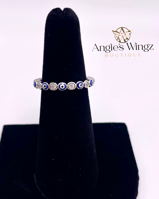 Evil Eye Ring - Silver Blue