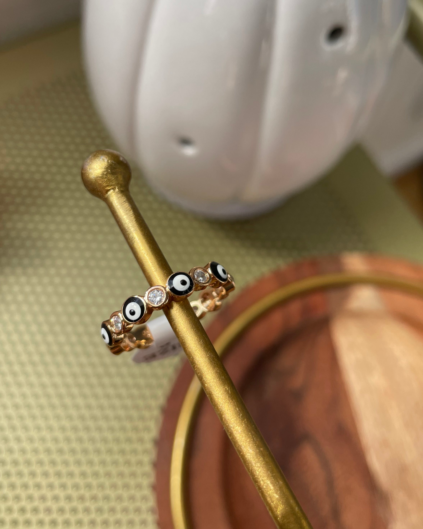 Evil Eye Ring - Gold Black