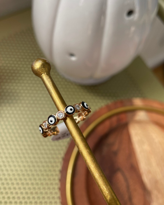 Evil Eye Ring - Gold Black