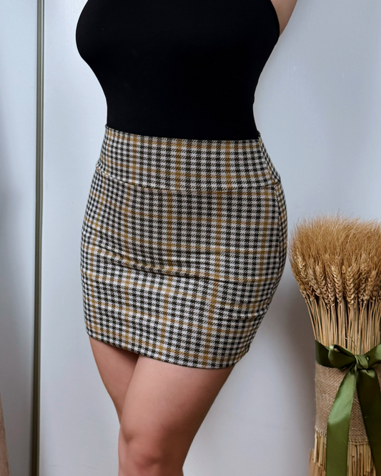 Mustard Plaid Mini Skirt
