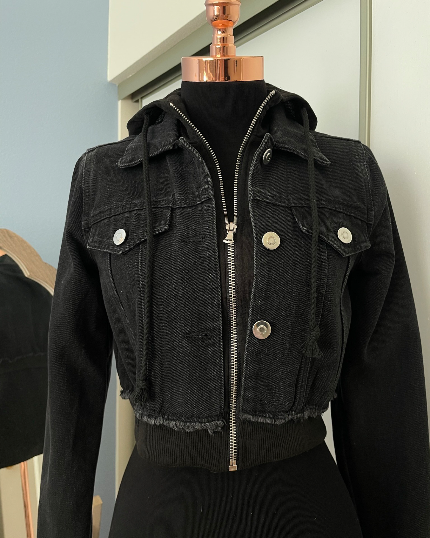 Black Denim Hoodie Jacket