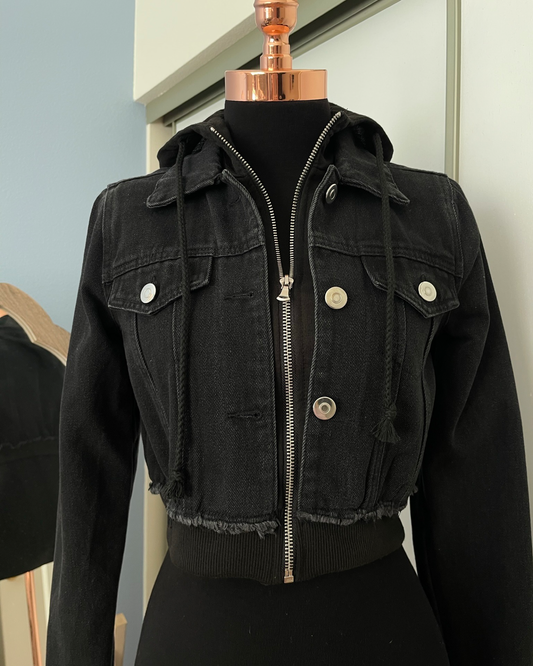 Black Denim Hoodie Jacket