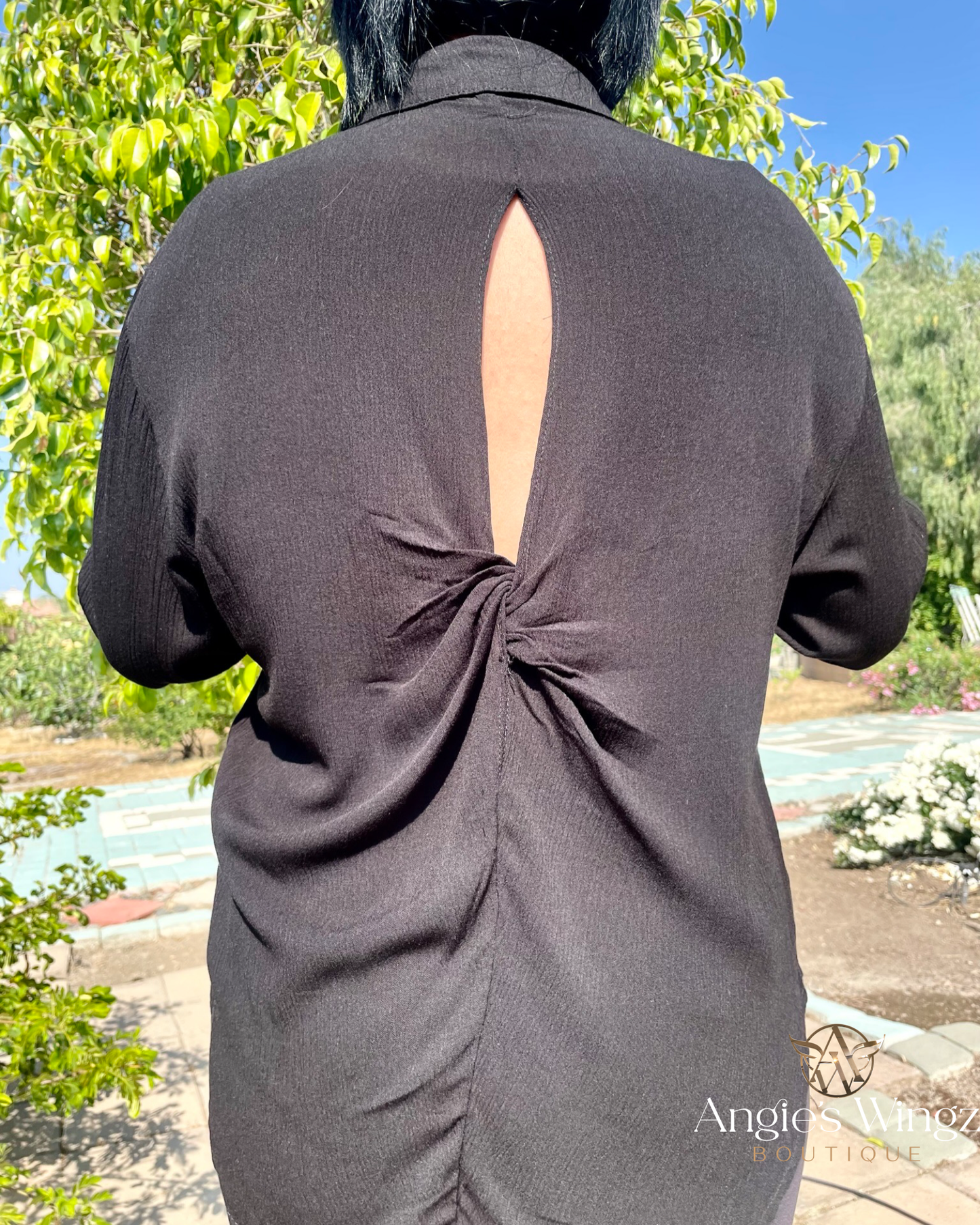 Back Drop Blouse - Black