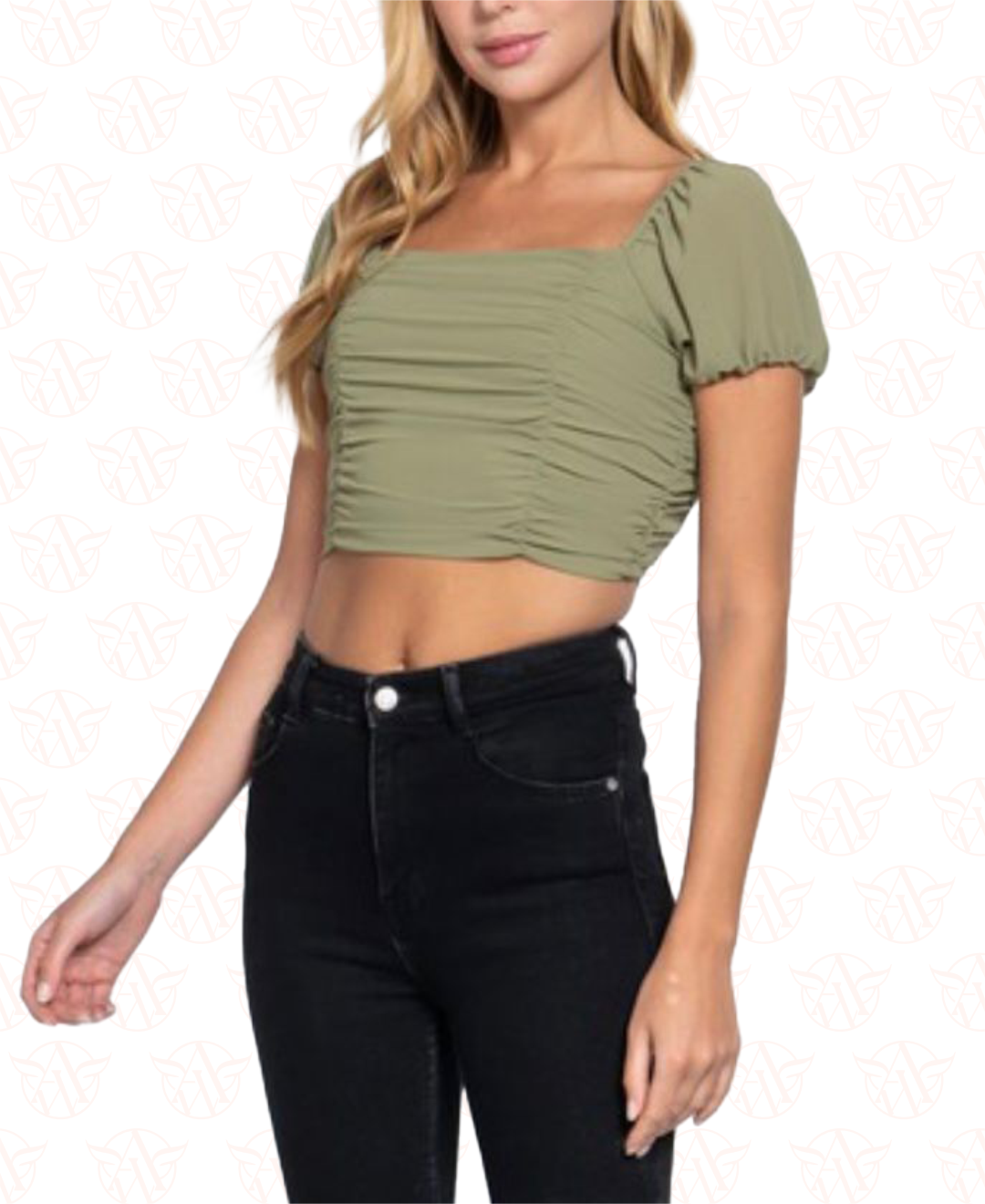 Cutie Back Laced Top - Olive
