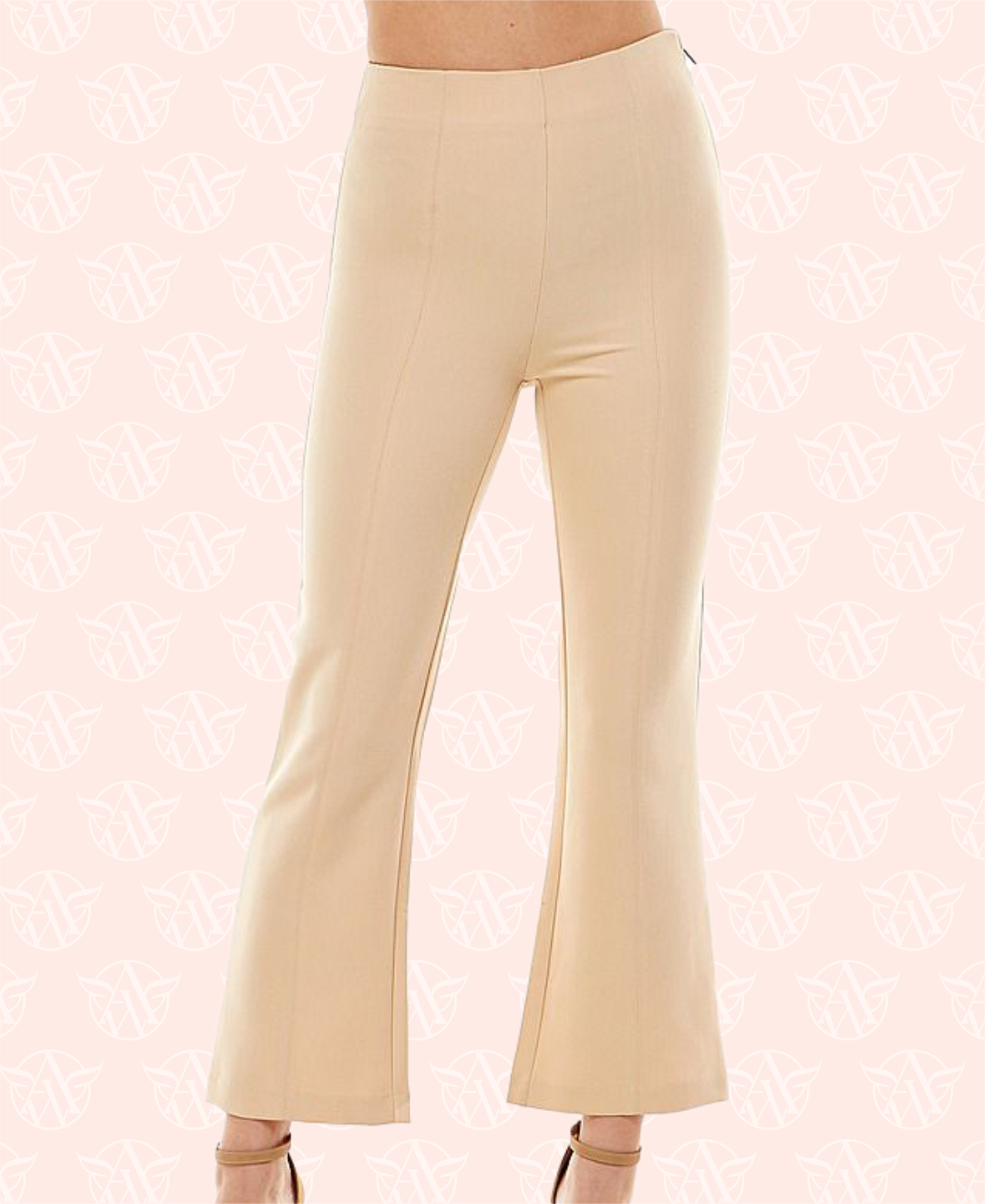 Beige Zippered Flare Leggings