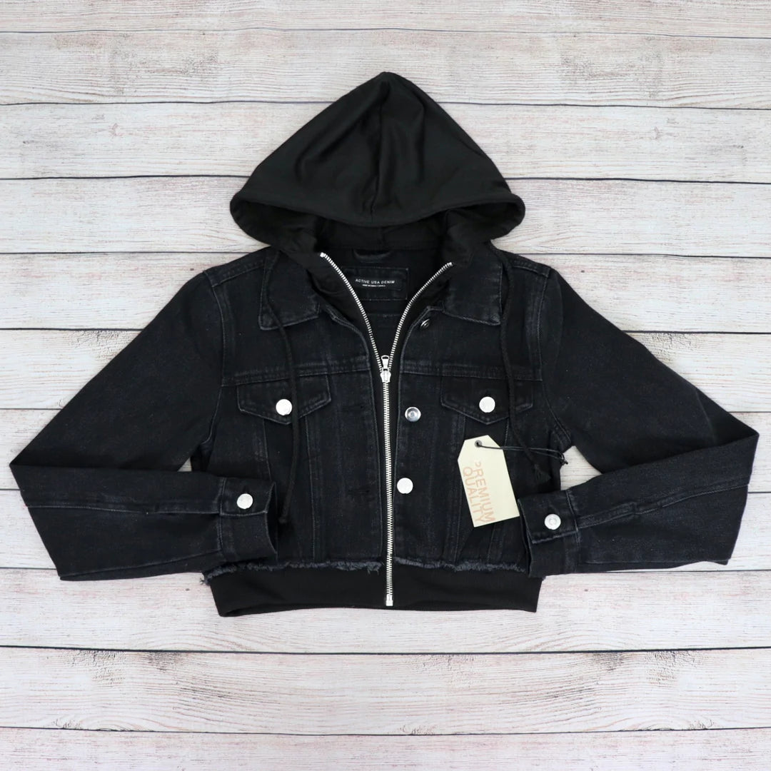 Black Denim Hoodie Jacket