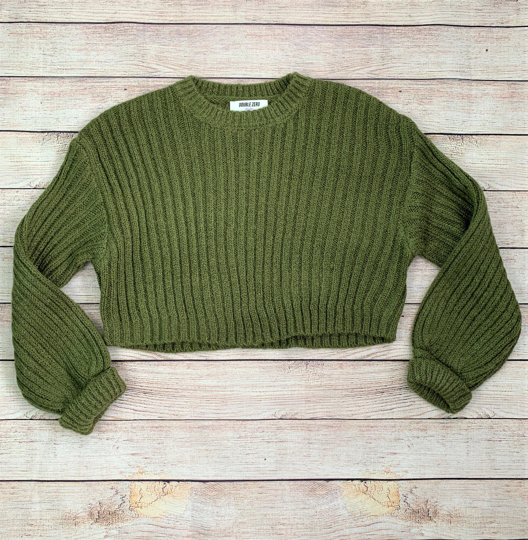 Olive Knit Crop Sweater